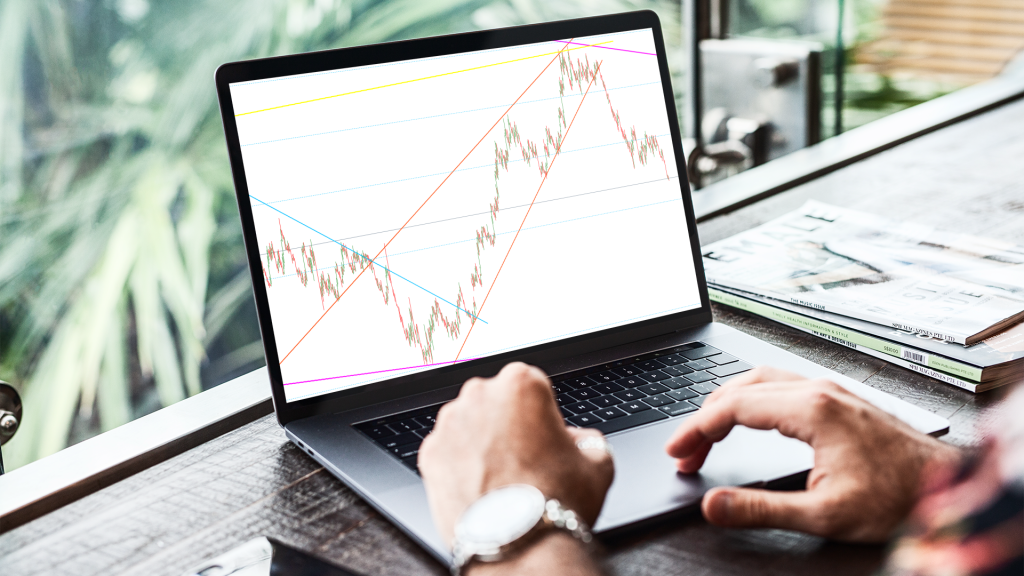 Person doing technical analysis in a computor