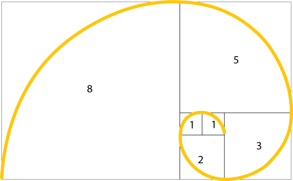 Fibonacci sequence number in spiral